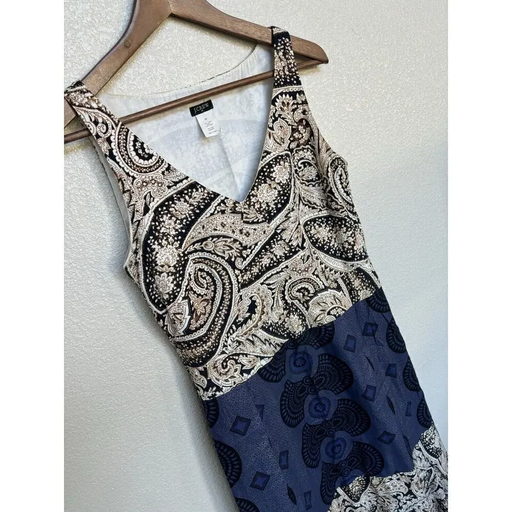 J.Crew boho paisley maxi dress 10 sleeveless vneck hippie vacation cotton tiered - Picture 2 of 7